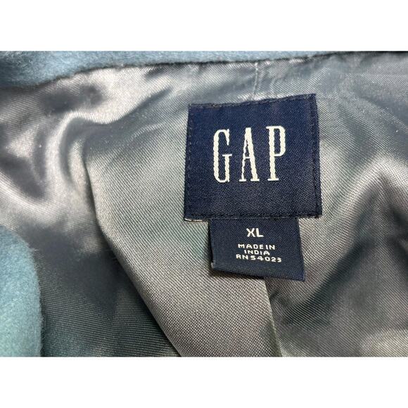 VTG GAP Robin Egg Wool Front Zip Toggle Pea Coat Jacket Size XL Blue - Picture 3 of 9